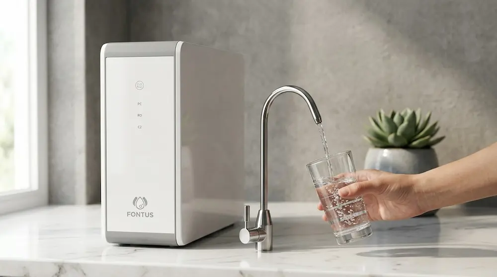 vaso con agua purificada de fontus