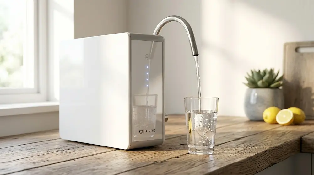 purificadora de agua de fontus llenando vaso